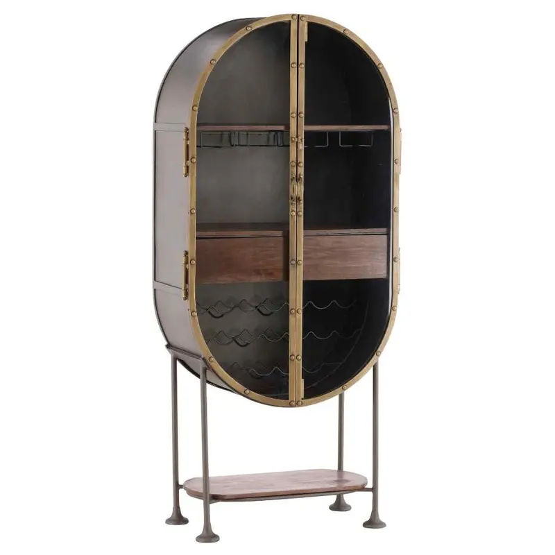 Eclipse Two-Door Iron Bar Cabinet With Industrial Charm 1