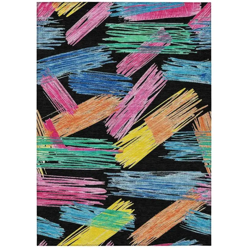 Elain Black Indoor-Outdoor Rug – Sleek, Heavy-Duty Washable Floor Mat 2