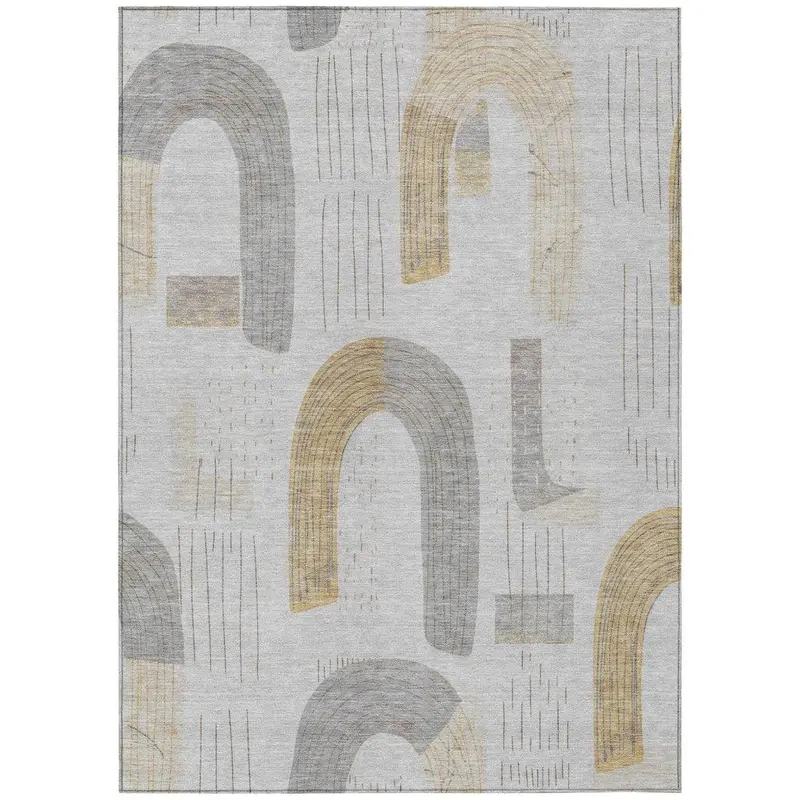 Elas Gray Indoor-Outdoor Area Rug – Modern Washable Floor Mat 2