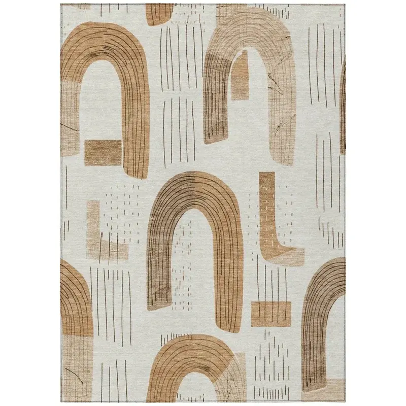 Elas Ivory All-Weather Indoor-Outdoor Rug – Neutral Tone Washable Carpet 2