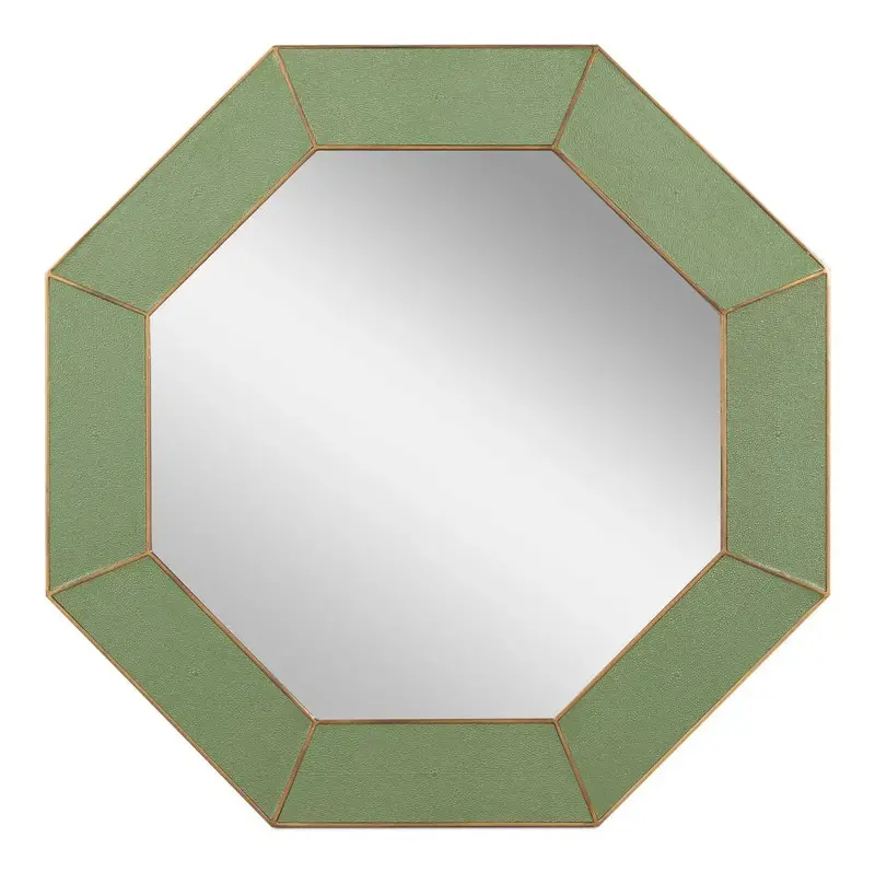 Eleanor Circular Wall Mirror Featuring Shagreen Leather Trim 1