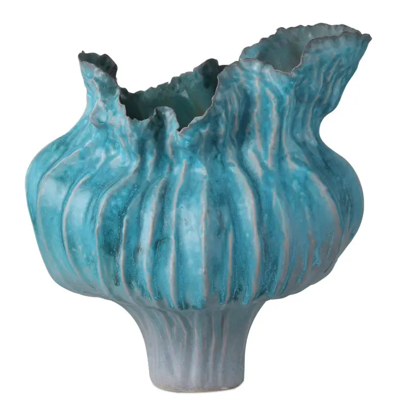 Elegant Blue Porcelain Vase Inspired By Flowing Silk 1