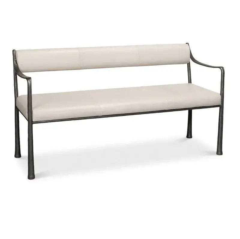 Eliana Iron-Frame Leather Bedroom Bench 1
