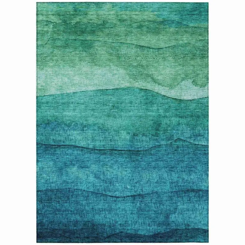 Elien Teal Indoor-Outdoor Area Rug – Lightweight, Washable Floor Cover 2