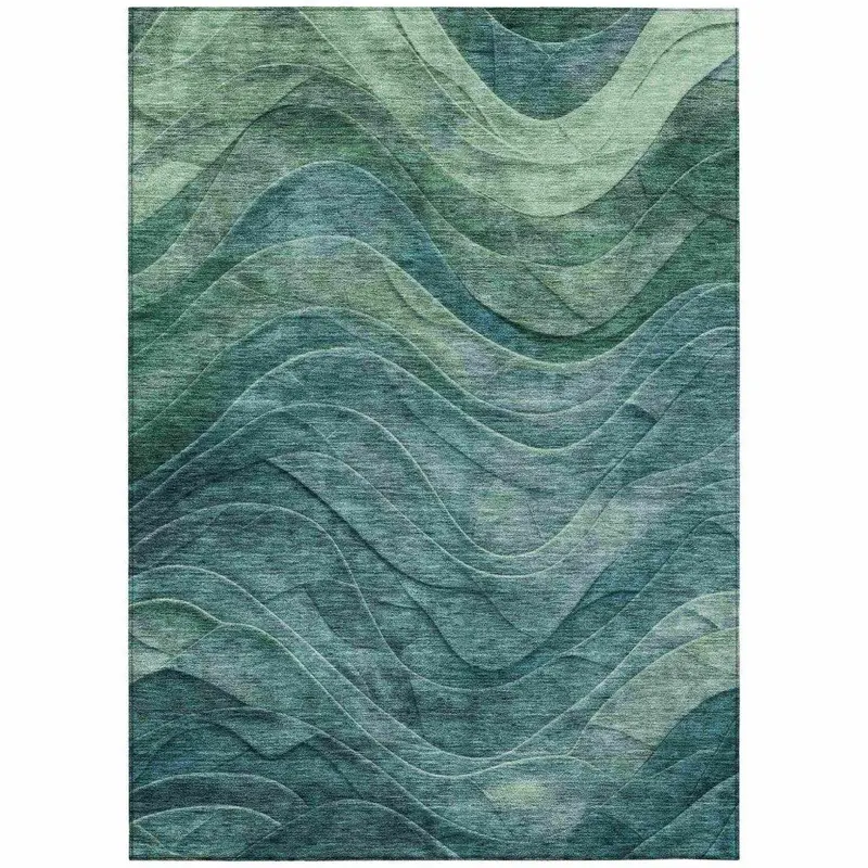 Elion Teal All-Season Indoor-Outdoor Rug – Low-Maintenance Washable Carpet 2
