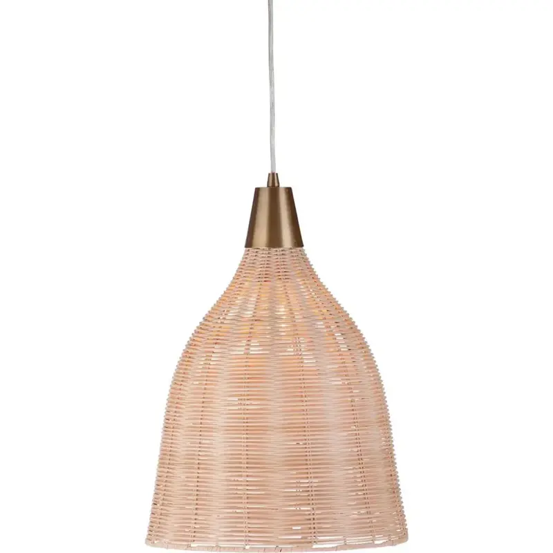 Elliott Industrial-Chic Rattan & Metal Pendant Light 1