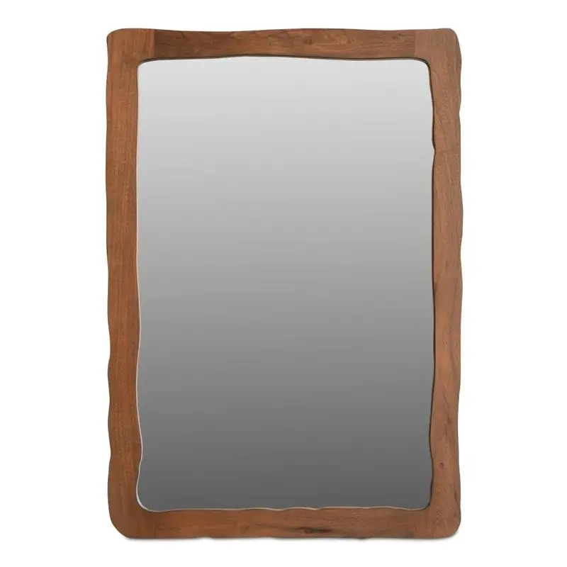 Ellis Free-Form Wall Mirror – Brown Acacia Frame Statement Piece 1