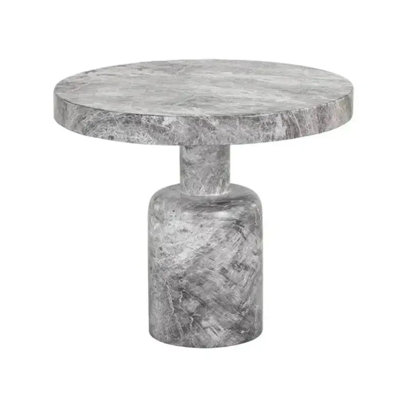 Elmira Concrete Round Side Table – Outdoor Accent Table With Textured Finish 1