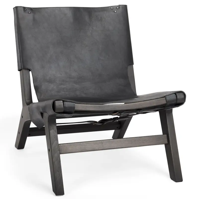 Elodie Top-Grain Leather Accent Chair – Minimalist Armless Design 1