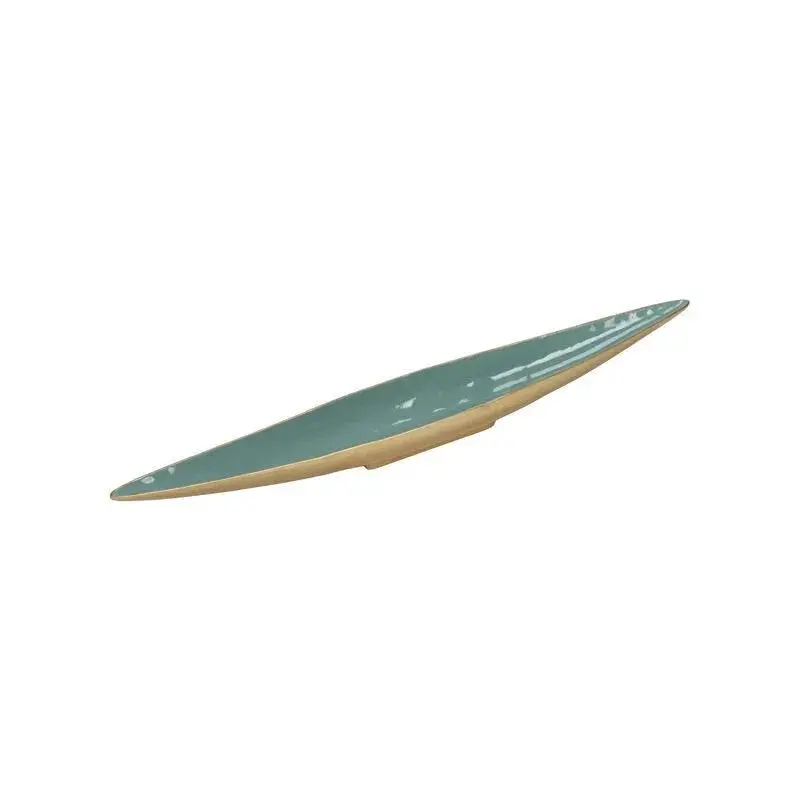 Elongated Oval Bowl With Gold-Finished Enamel Coating 1