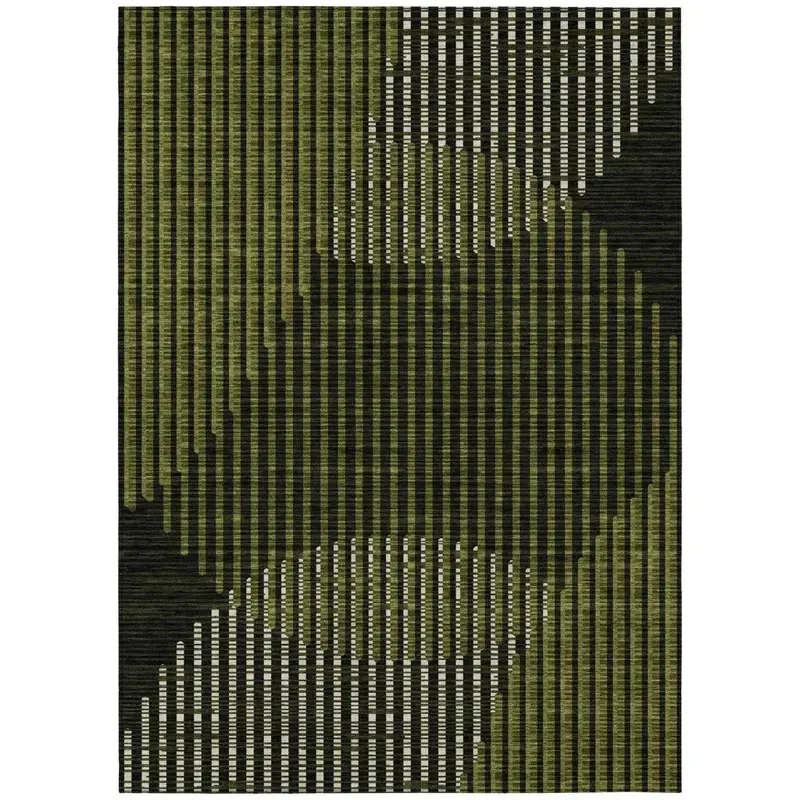 Elowen Olive Indoor-Outdoor Rug – Textured Washable Surface 2