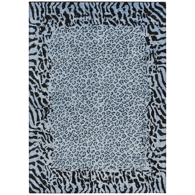Elyvia Blue Indoor-Outdoor Area Rug – Calming Washable Floor Mat 2