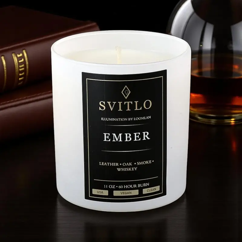 Ember Scented Candle – Leather, Oak & Whiskey Notes 1