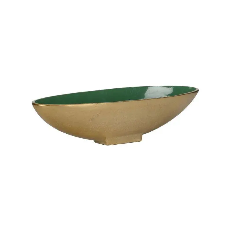 Emerald Metallic Gold Oval Bowl With Textured Finish 1