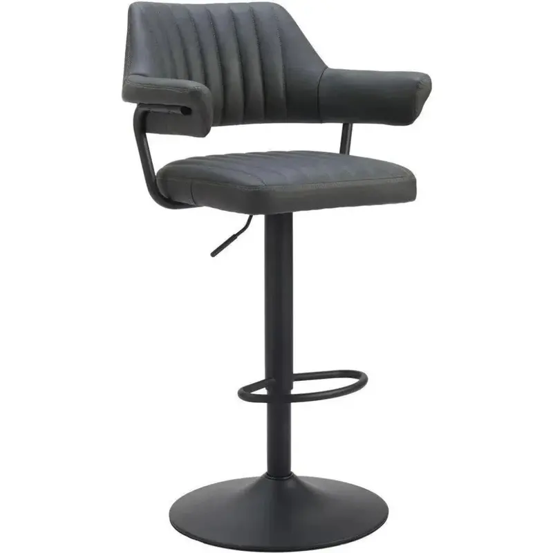 Erret Grey Adjustable Barstool – Upholstered Polyurethane Seat 1