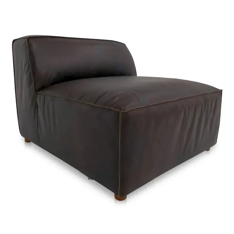Espresso Slipper-Style Modular Sofa In Premium Leather 1