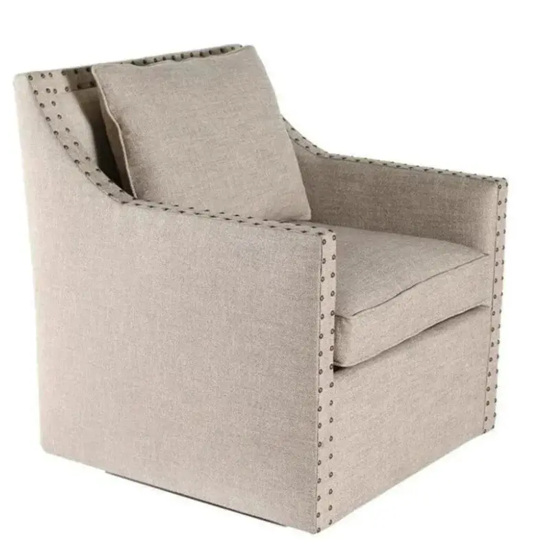 Euro Burlap-Texture Swivel Club Chair – Casual Contemporary Design 1