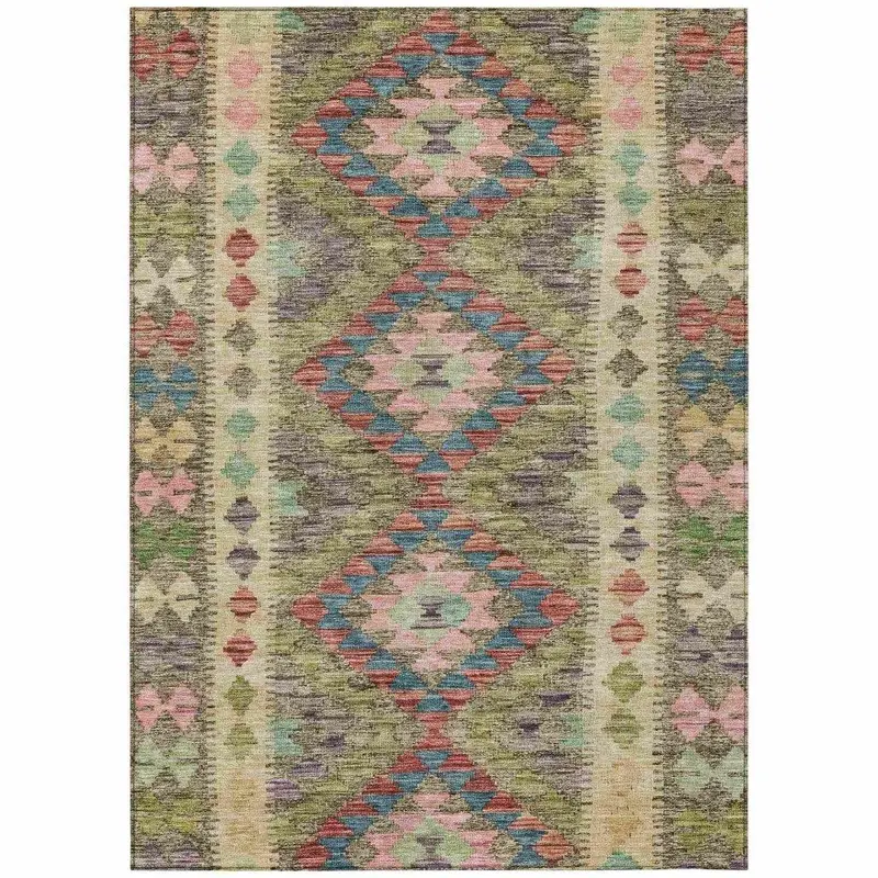 Evynne Forest Green Outdoor Area Rug – Easy-Clean Indoor-Outdoor Design 2