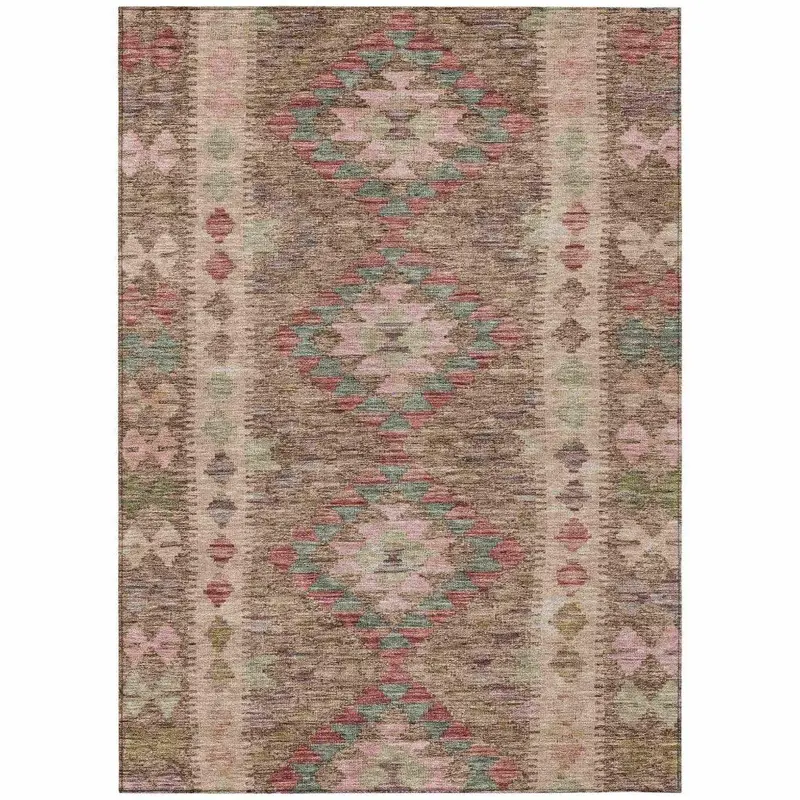 Evynne Warm Brown Washable Rug – Uv-Resistant Indoor-Outdoor Floor Covering 2