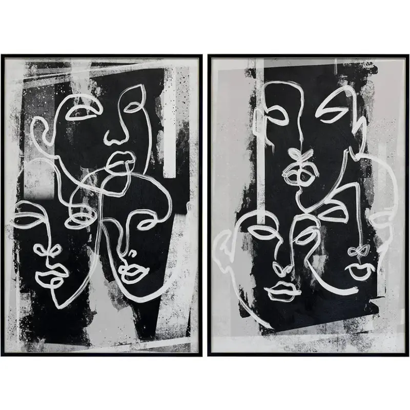 Face To Face Dual-Canvas Wall Art With Gold Trimmed Floater Frames 1