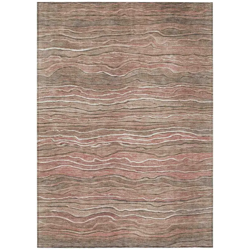 Faerain Brown Indoor-Outdoor Washable Area Rug 1