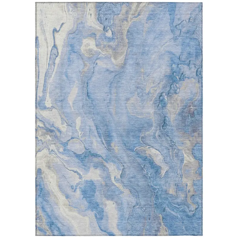 Faerel Blue Indoor-Outdoor Washable Area Rug 1