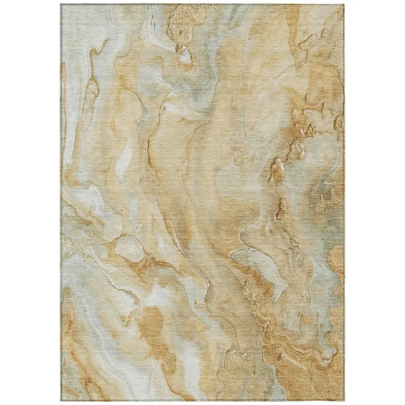 Faerel Gold Indoor-Outdoor Washable Area Rug 1