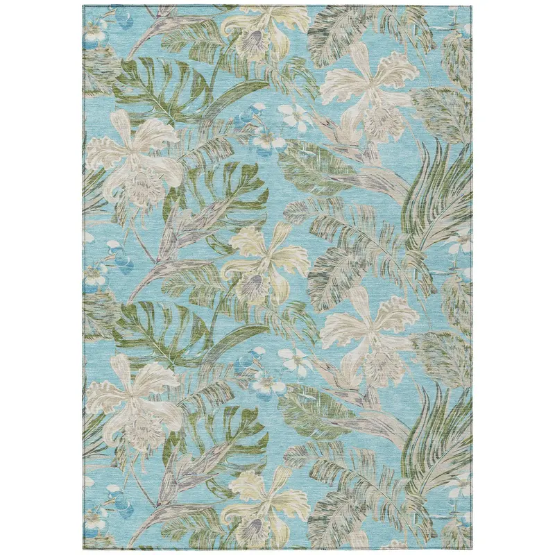 Faereth Teal Versatile Indoor/Outdoor Rug 1