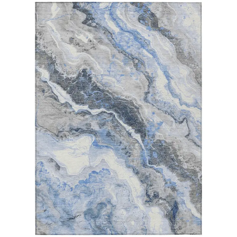 Faeriel Blue Modern Indoor-Outdoor Area Mat 1