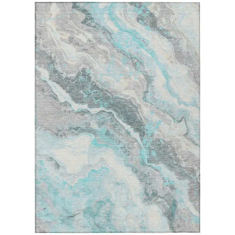 Faeriel Teal Lightweight Indoor-Outdoor Area Rug 1