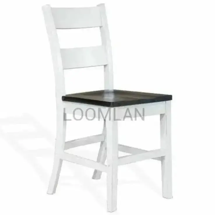 Farmhouse-Style Ladderback Barstools With Solid Wood Seats (Set Of 2) 1
