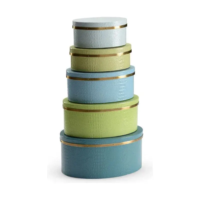 Faux Crocodile Oval Storage Box Set (5-Piece) 1