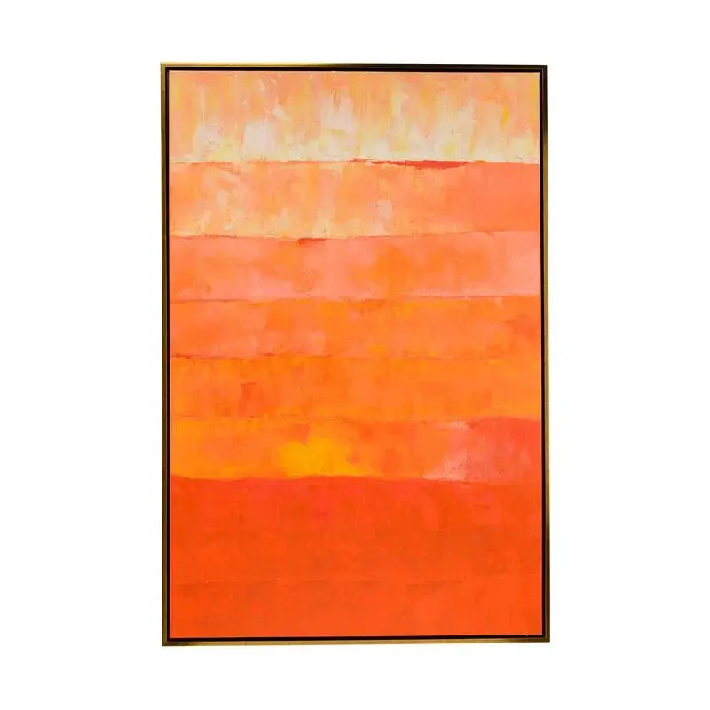 Fence Motif Orange Hand-Painted Wall Art 1