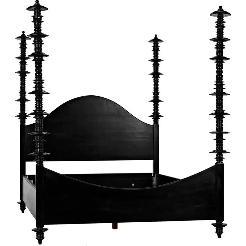Ferret Black Wood Bed Frame – Matte Finish King-Sized Platform 1