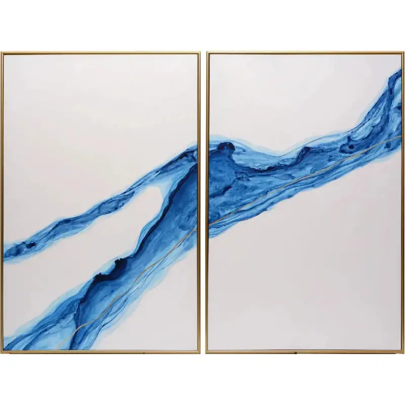 Fluidity Two-Part Hand-Painted Art Series In Neutral Tones And Floater Mounts 1