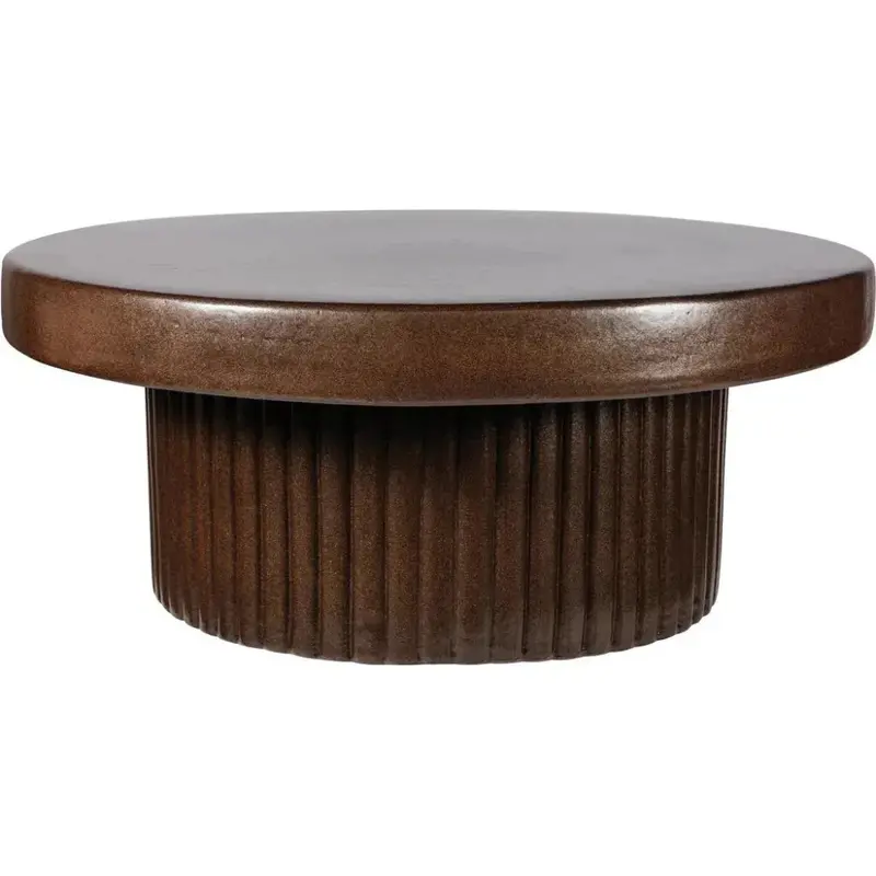 Flute Pyrite Brown Coffee Table – Durable Outdoor Ceramic Design 1
