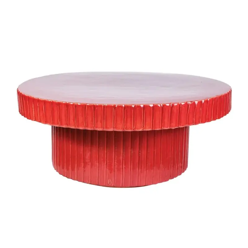 Flute-Style Glazed Ceramic Patio Coffee Table 1