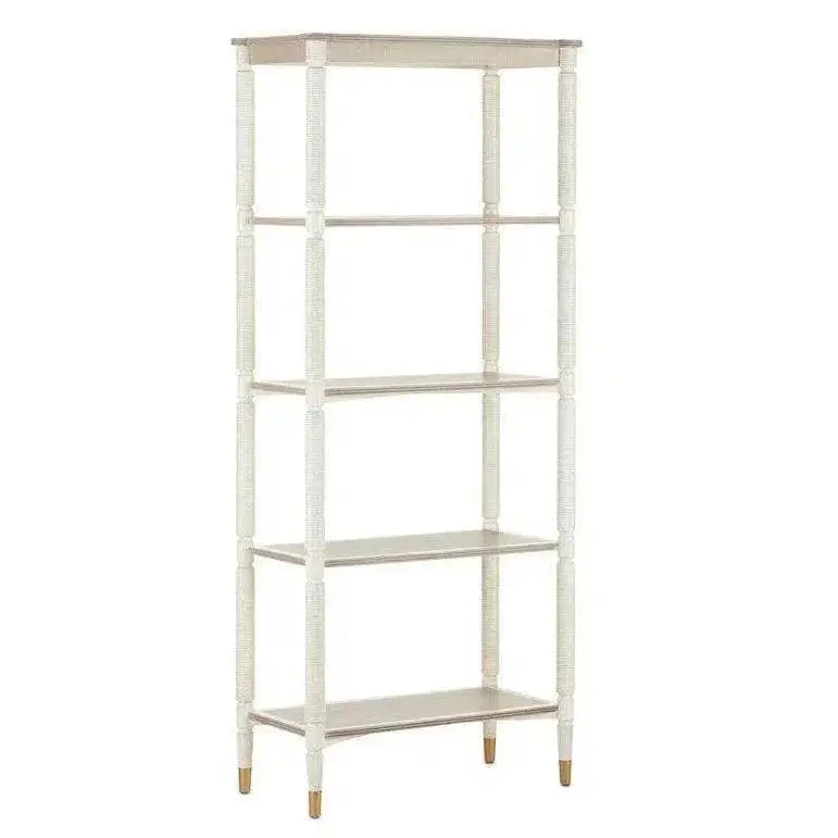 Fog White Aster Etagere With Brass Accents – Winterthur Collection 1