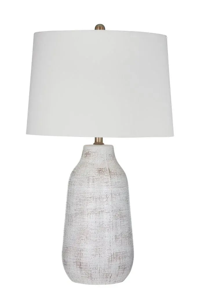 Forcythia Table Lamp – Glazed White Ceramic Base With Fluted Detailing 1