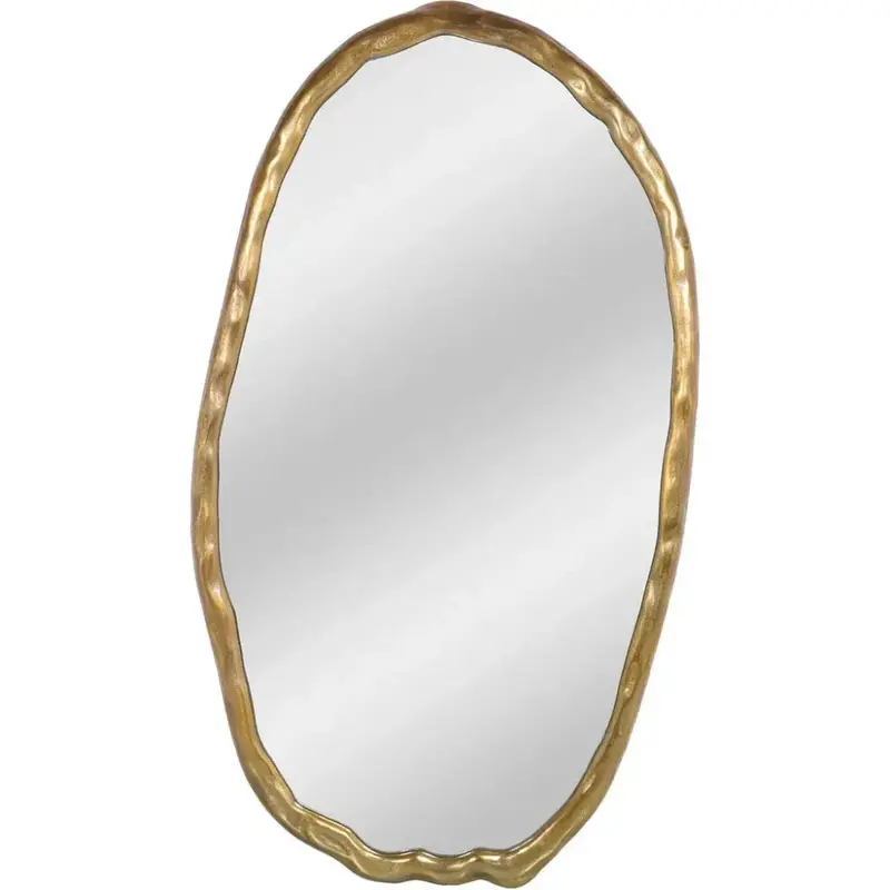 Foundry Gold-Tone Oval Wall Mirror – Aluminum & Glass 1