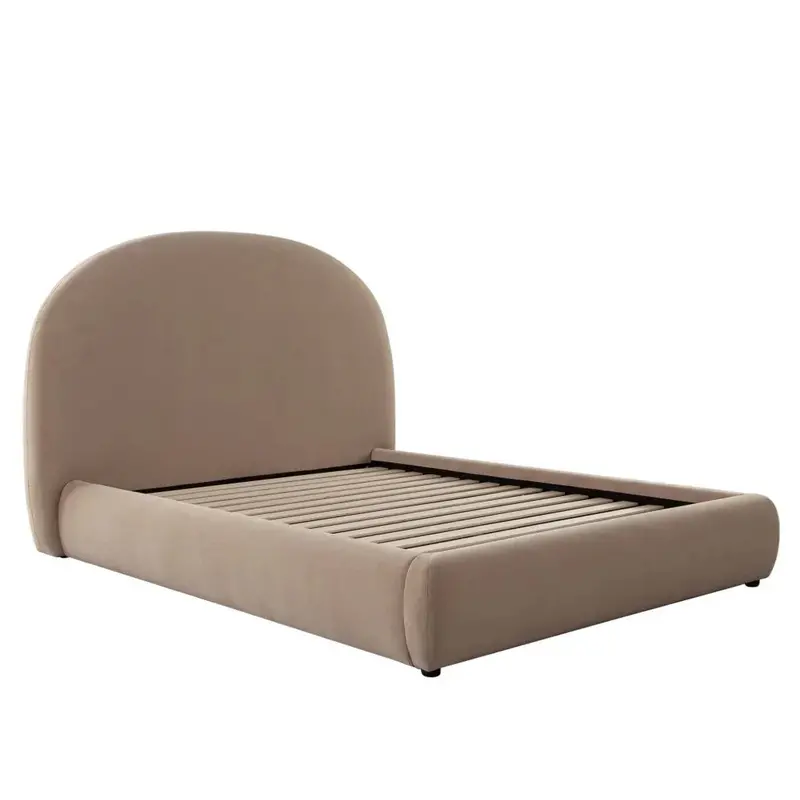 Fox Arch-Headboard Bed – Camel-Tone Performance Velvet 1