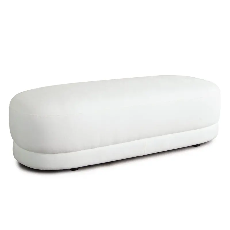Fox Oval Bedroom Bench In White Performance Fabric 1