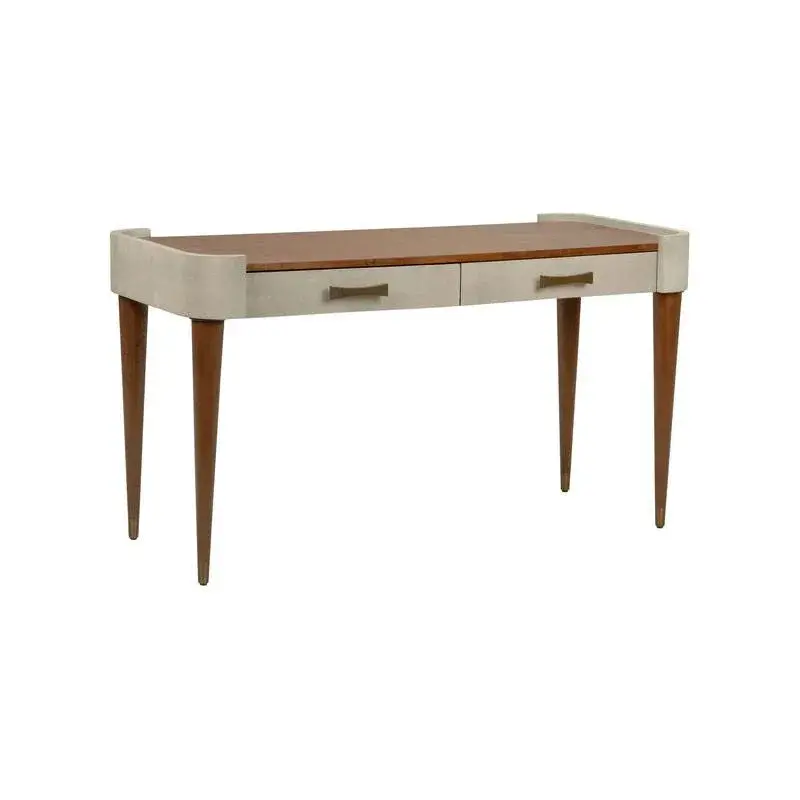 Frances Solid Wood Writing Desk – Rustic Brown Executive Workstation 1