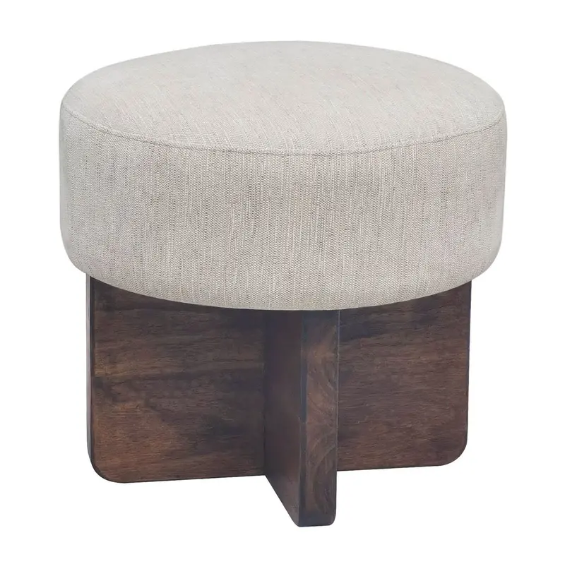 Francesca Beige Fabric Footstool 1