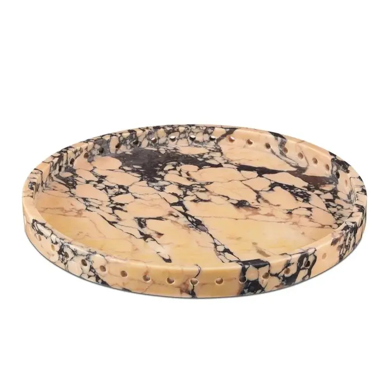 Freya Purple Marble Tray – Circular Modern Serving Surface 1