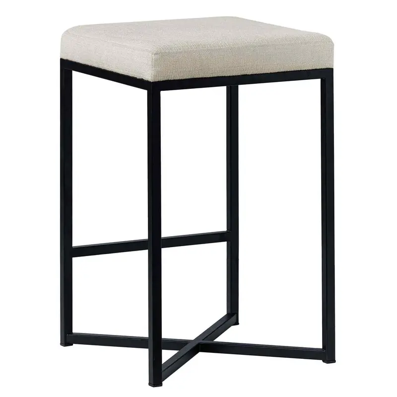 Frodo White Fabric Upholstered Stools – Pair 1