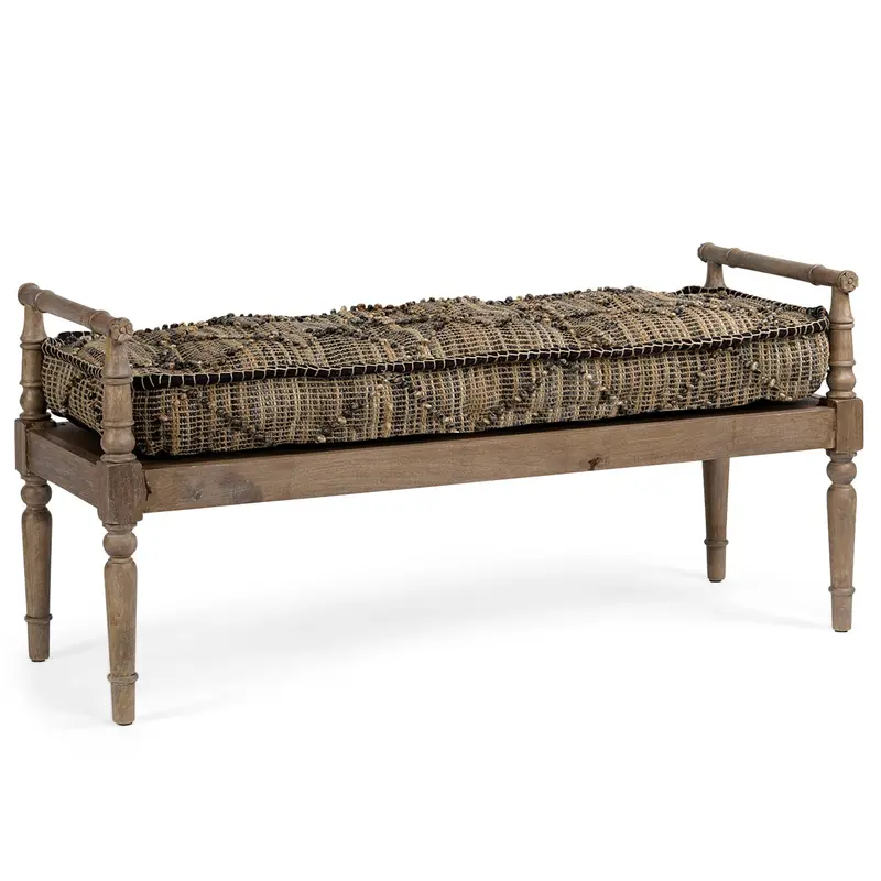 Fullerton Jute-Inspired Patterned Bedroom Bench 1