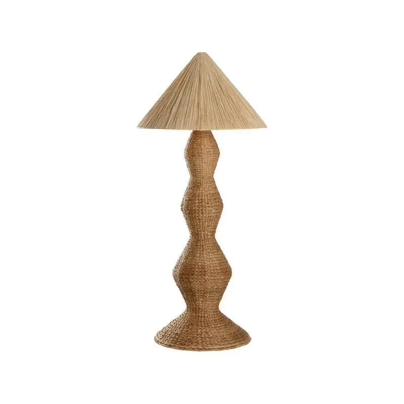 Gael Rattan Sculptural Floor Lamp – Textured Woven Organic Accent Light 1