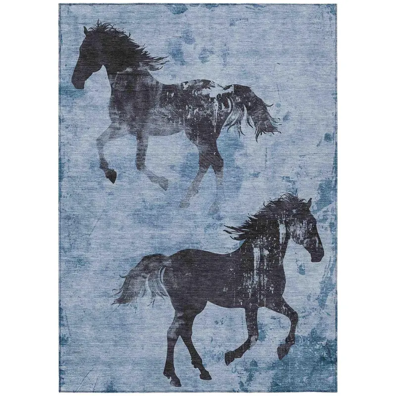 Galas Denim Blue Indoor-Outdoor Area Rug – Casual Washable Floor Covering 1