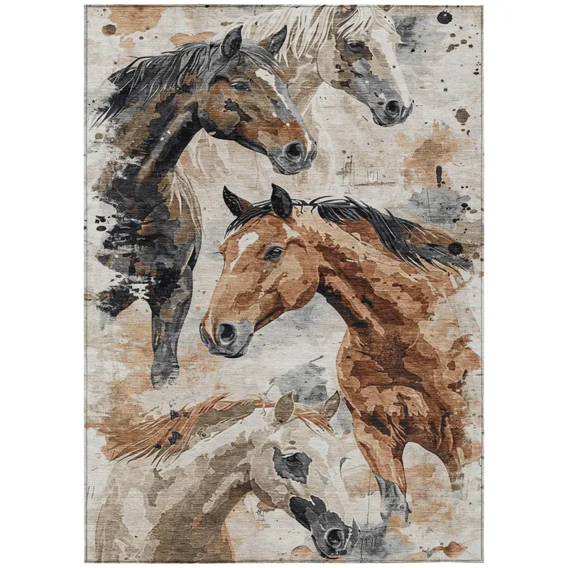Galius Taupe Brown Indoor-Outdoor Area Rug – Textured Washable Floor Covering 1